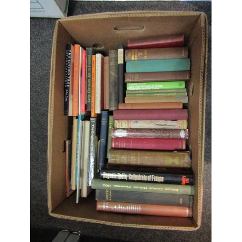 1414 - A box of books on churches and abbeys, religion, etc., including M.R. James; 