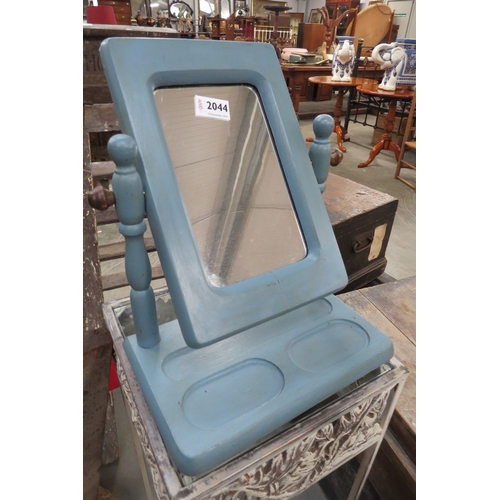 2044 - A small blue painted swing mirror