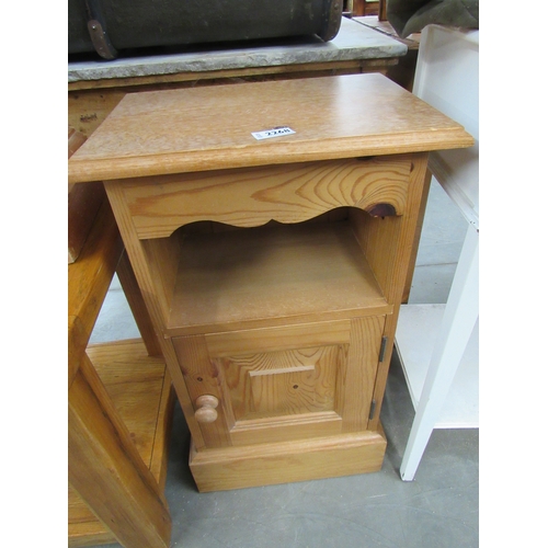 2268 - A pine bedside cupboard and shelf