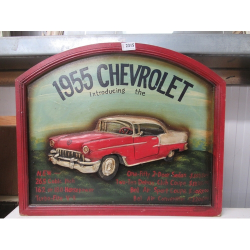 2315 - A painted wooden sign 1955 Chevrolet