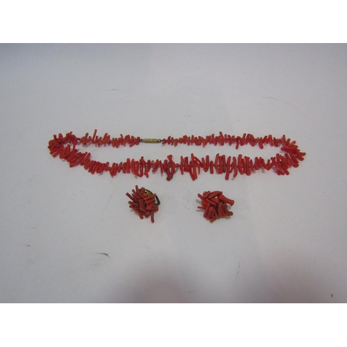 1302 - A branch coral necklace and similar clip-on earrings     (E) £15-20