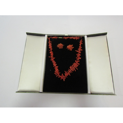 1302 - A branch coral necklace and similar clip-on earrings     (E) £15-20