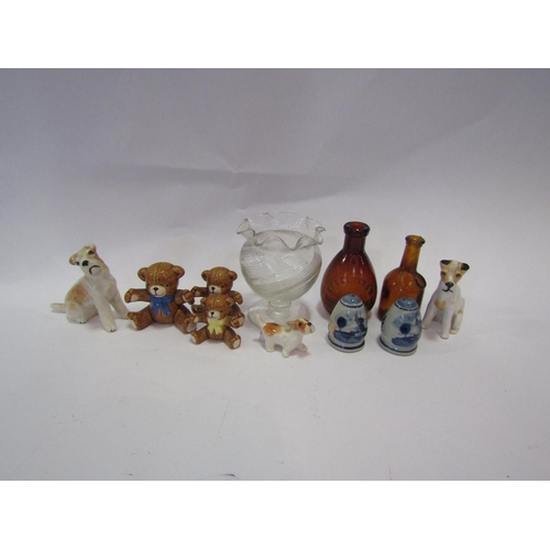 1327 - A box of miscellaneous to include a set of three graduated ceramic bears, Delft cruet, etc