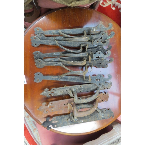 2501 - Ten Art Nouveau iron door latches   (R) £50