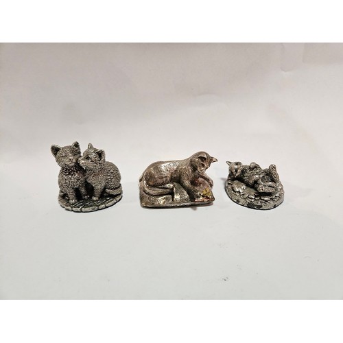 1312 - Three silver and 925 cat figures