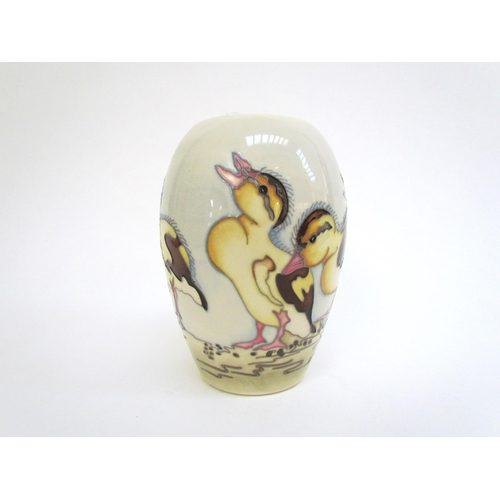 4151 - A Moorcroft Spring Ducklings pattern vase, designed by Kerry Goodwin, 13cm tall