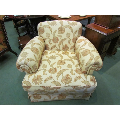 4182 - A Victorian style scroll arm club armchair with sprung seat front over castors     (R) £50