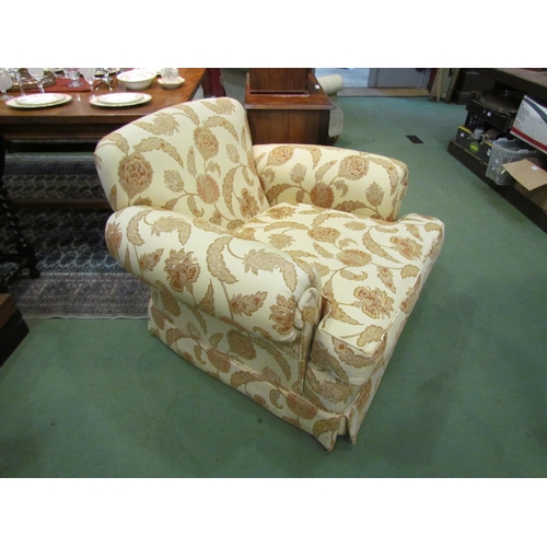 4182 - A Victorian style scroll arm club armchair with sprung seat front over castors     (R) £50