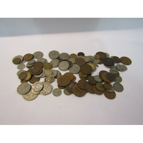 4373 - A tub of pre-decimal coinage and two £1 notes