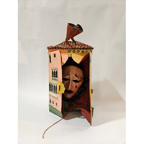 4241 - A papier-mache Venetian Townhouse with Pierrot mask to interior