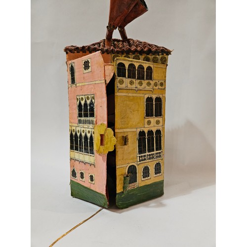 4241 - A papier-mache Venetian Townhouse with Pierrot mask to interior