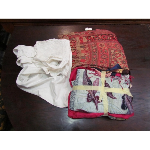 4447 - A collection of textiles to include Victorian christening gown, etc