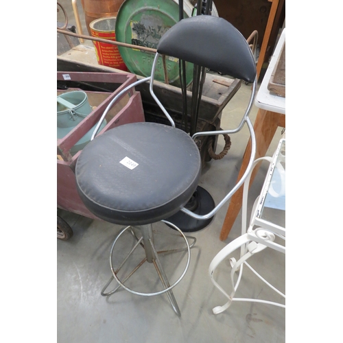 2018 - A pair of steel bar stools for re-upholstery