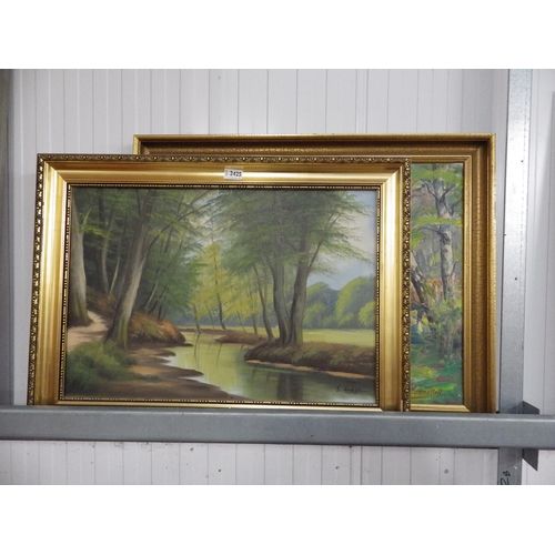 2311 - Two framed oil on canvas, both signed