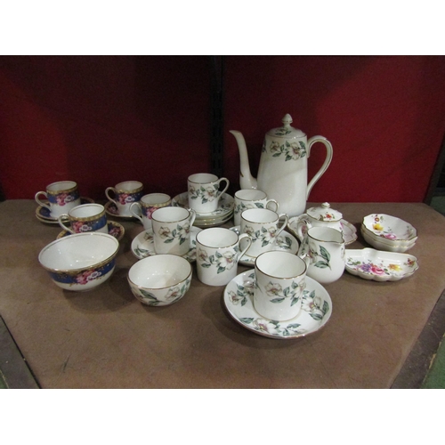 4006 - A Crown Staffordshire coffee service together with a Royal Albert part service and Crown Derby 'Posi... 