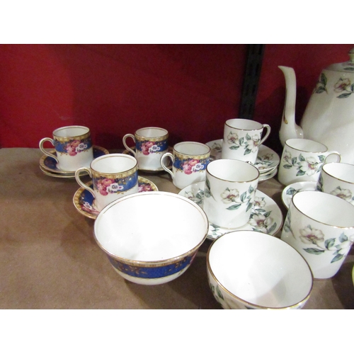 4006 - A Crown Staffordshire coffee service together with a Royal Albert part service and Crown Derby 'Posi... 