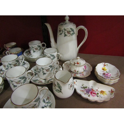 4006 - A Crown Staffordshire coffee service together with a Royal Albert part service and Crown Derby 'Posi... 