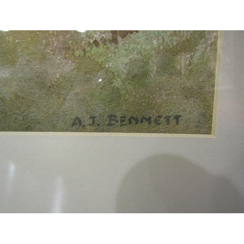 4044 - A.J. BENNETT: Radbourne Lane, 14/1/71, watercolour signed lower right, framed and glazed, 23cm x 29c... 