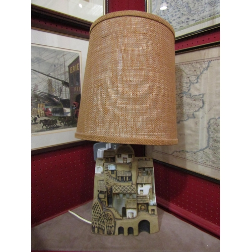 4052 - A Tremaen Pottery harbour design lamp base of large proportions with shade       (E) £30-40