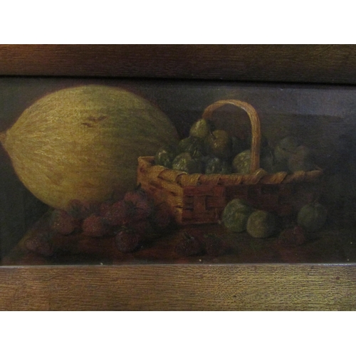 4069 - A 19th Century oil on canvas of still life fruit, gilt painted frame, 18cm x 39cm image size