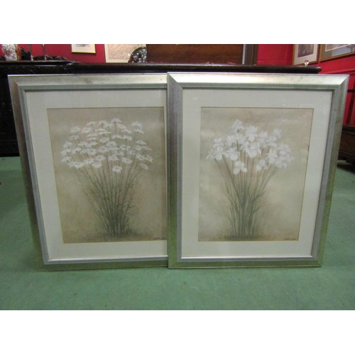 4071 - Two still life prints, Iris and Daisies, both framed and glazed, 48cm x 38cm image sizes