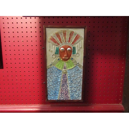 4101 - ANTHONY STOCKER (Local Artist) 'God-King' plaster plaque, frame, 30cm x 15cm image