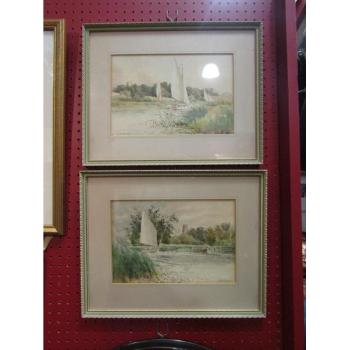 4111 - WILLIAM LESLIE RACKHAM (1864-1944): A pair of framed and glazed watercolours, Norfolk Broads river s... 