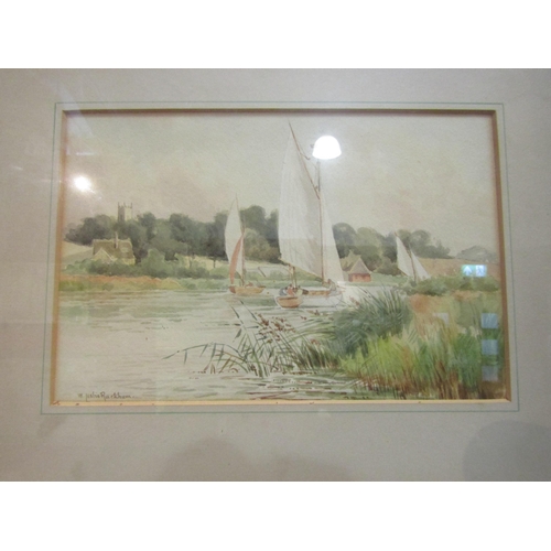 4111 - WILLIAM LESLIE RACKHAM (1864-1944): A pair of framed and glazed watercolours, Norfolk Broads river s... 