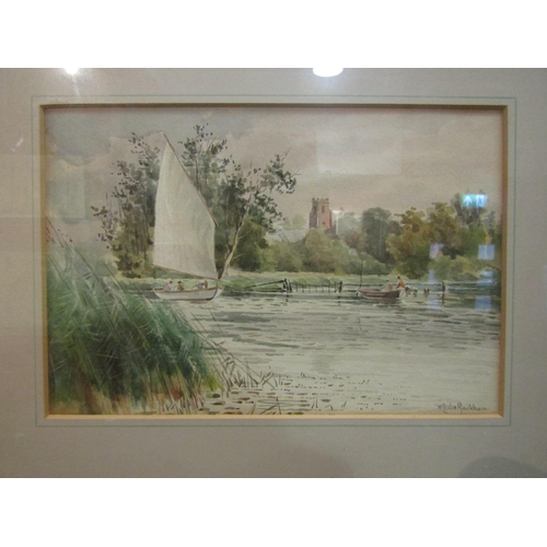 4111 - WILLIAM LESLIE RACKHAM (1864-1944): A pair of framed and glazed watercolours, Norfolk Broads river s... 