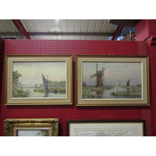 4127 - W.J. COMAN (1886-1973): A framed and glazed watercolour Norfolk Broads scene, signed, plus another B... 