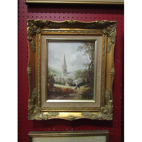 4128 - RITTER: An oil 'View of Lostwithiel', England, signed lower left, gilt framed, 24cm x 19cm image siz... 