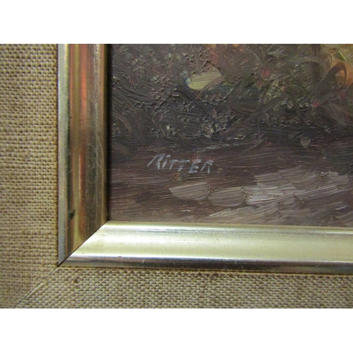 4128 - RITTER: An oil 'View of Lostwithiel', England, signed lower left, gilt framed, 24cm x 19cm image siz... 