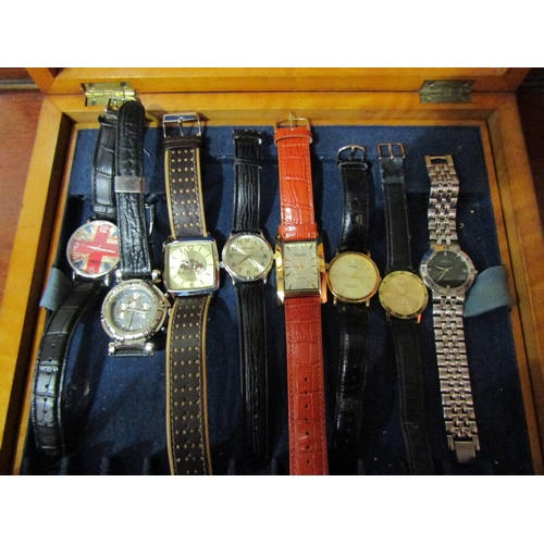 4136 - A canteen box containing eight assorted wristwatches including Lorus