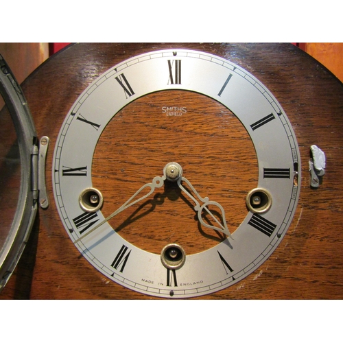 4146 - A Smiths Westminster chime mantel clock with key and pendulum