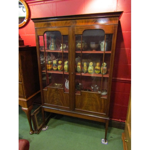 4158 - An Edwardian two door glazed china display cabinet on tapering legs to spade feet, 177cm tall x 115c... 