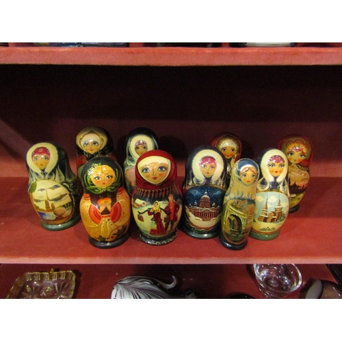 4160 - A collection of Russian Dolls, some depicting Russian scenes/buildings (10)