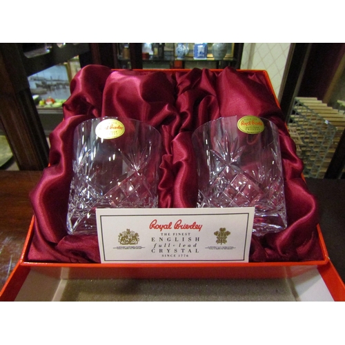 4208 - A boxed pair of Royal Brierley English crystal whisky tumblers