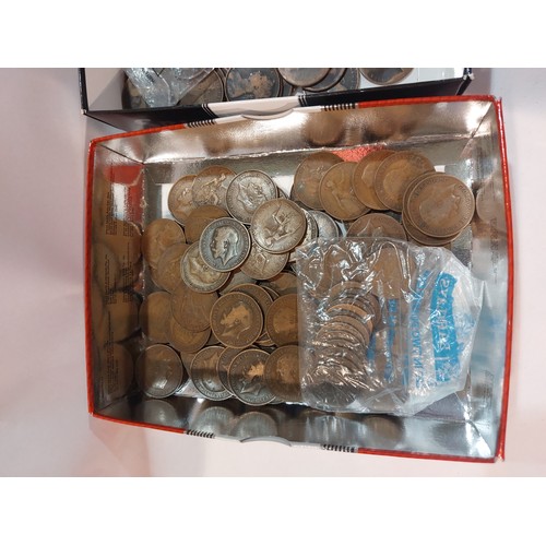 4391 - Three trays of pennies and half pennies, 19th Century and later