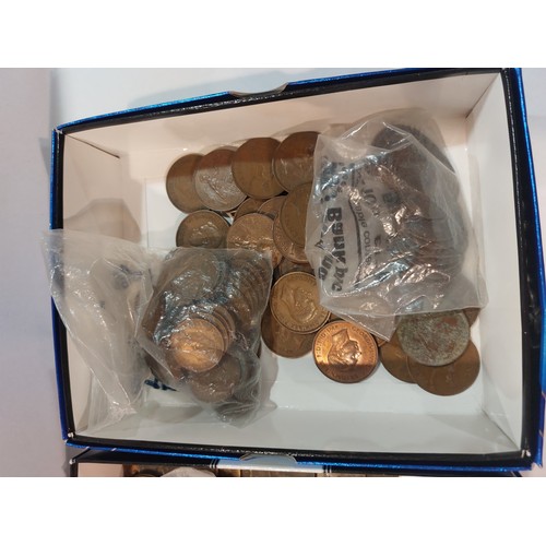 4391 - Three trays of pennies and half pennies, 19th Century and later