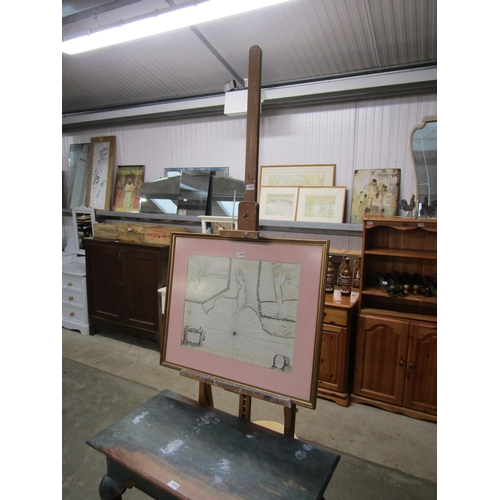 2240 - A beech full height artist easel and stool       (R) £40