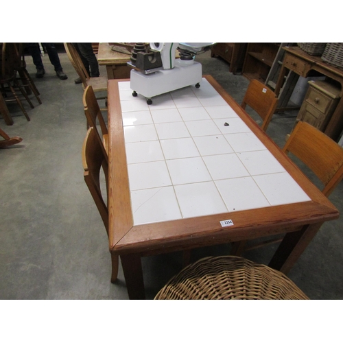 2256 - A 1960's pine Habitat prep table with tiled top