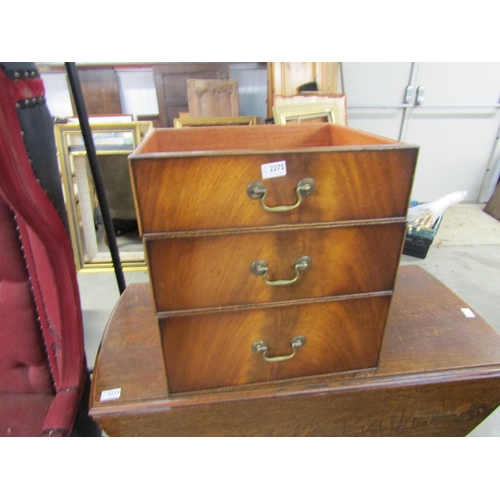 2275 - Three flame mahogany drawers with brass swan neck handles     (E) £8-10