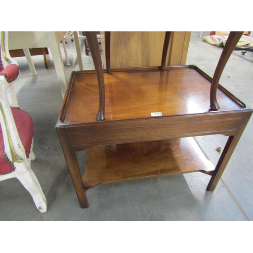 2278 - A pair of reproduction mahogany tray top tables, each with single drawer