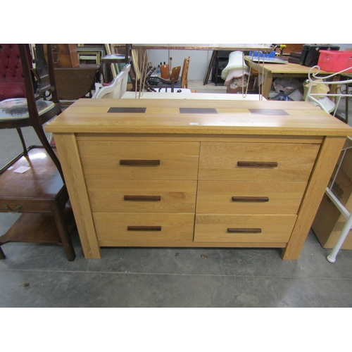 2279 - A modern oak chest of six drawers 145 x 49 x 92cm tall     (R) £60 (E) £60-80