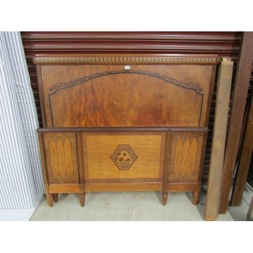 2285 - A French inlaid walnut bed with sides 150cm wide