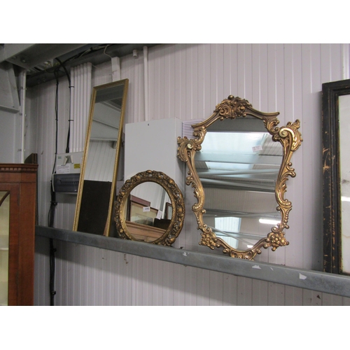 2302 - Three gilt classical wall mirrors including circular