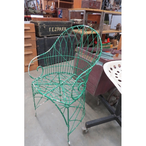 2030 - A painted Regency wire work garden chair     (R) £180