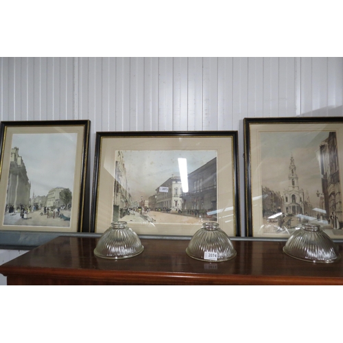 2073 - Three black and gold framed prints of 18th century London     (R) £25