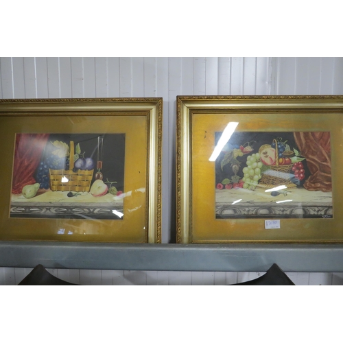 2080 - Two Edwardian framed watercolours of still life fruit