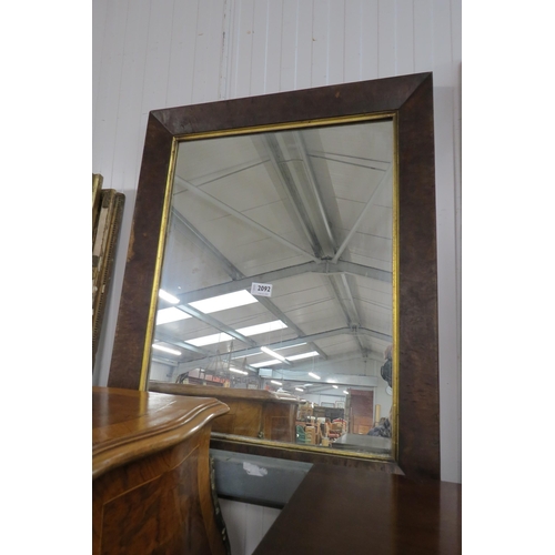 2092 - A 19th Century burr walnut framed wall mirror 58 x 72cm